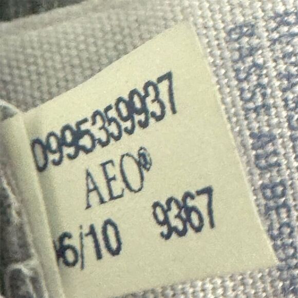 Y2K American Eagle Charcoal Gray Ribbed Henley Tee L Fitted Button 00s Preppy - Picture 5 of 9